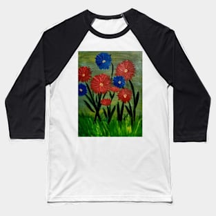 Some wildflowers growing free in red and blue flowers Baseball T-Shirt